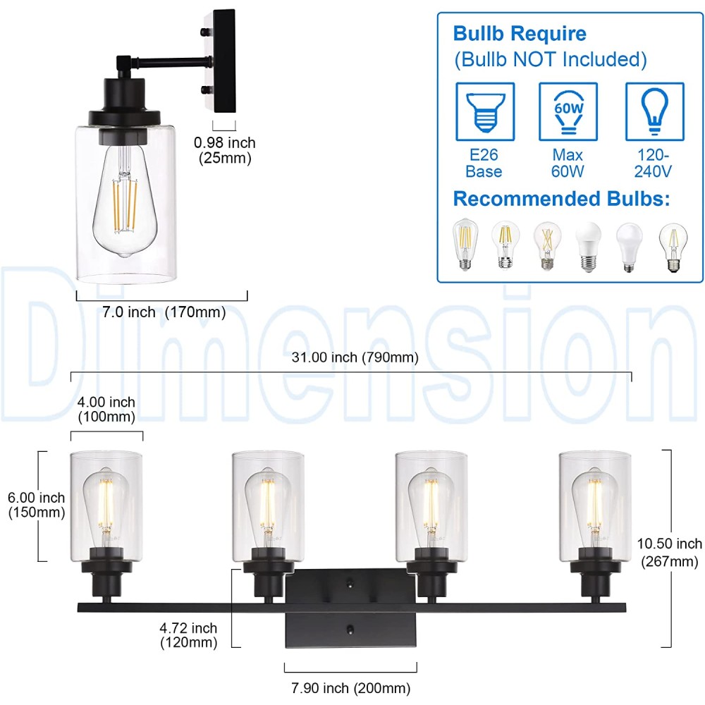 Clear Glass Wall Lighting, 2 Light: image 2