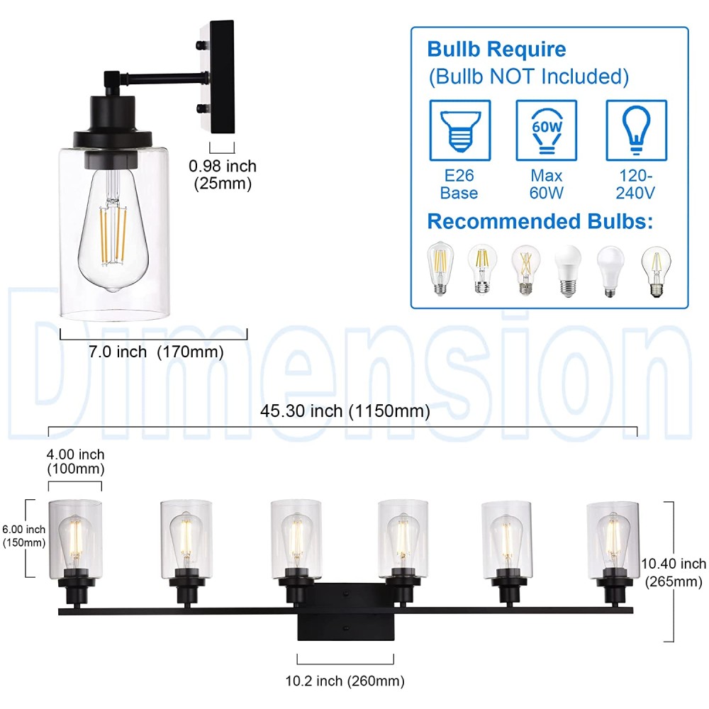 Clear Glass Wall Lighting, 2 Light: image 3