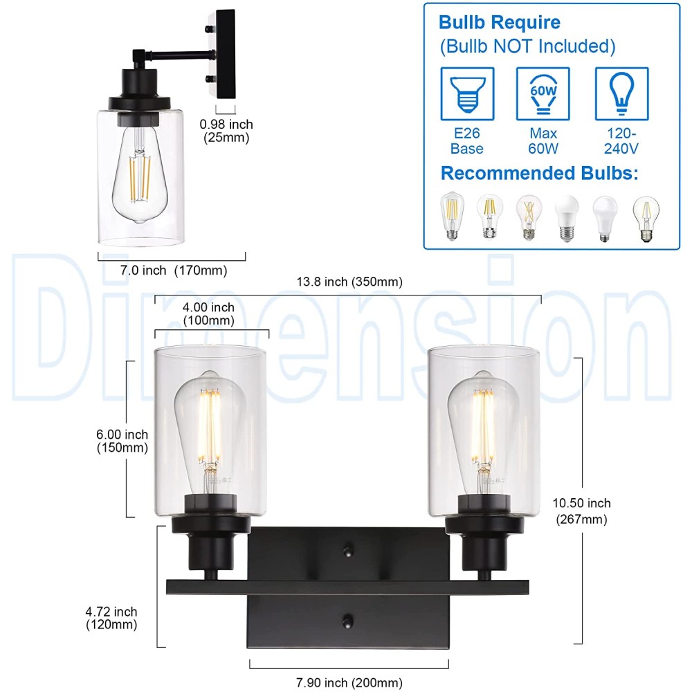 Clear Glass Wall Lighting, 2 Light: image 13